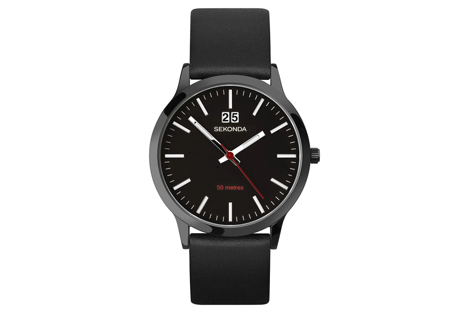 Sekonda Nordic Mens Leather Strap Watch | Black