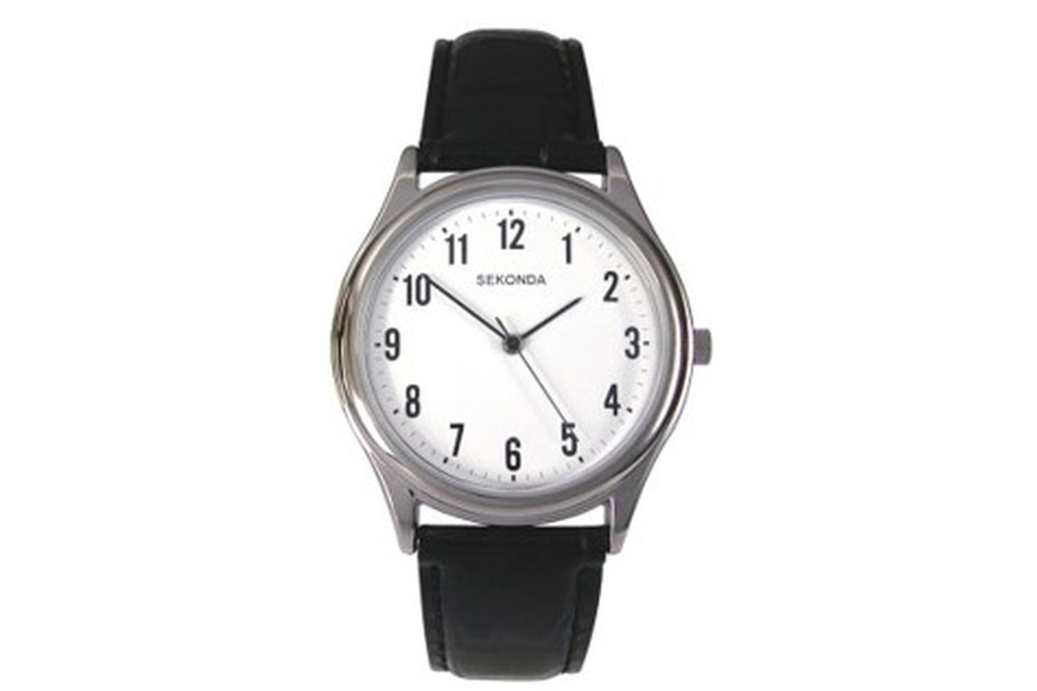 Sekonda Men's Sgs3621 Strap Watch: Contemporary Round Gold Plated Case With Black Leather Strap