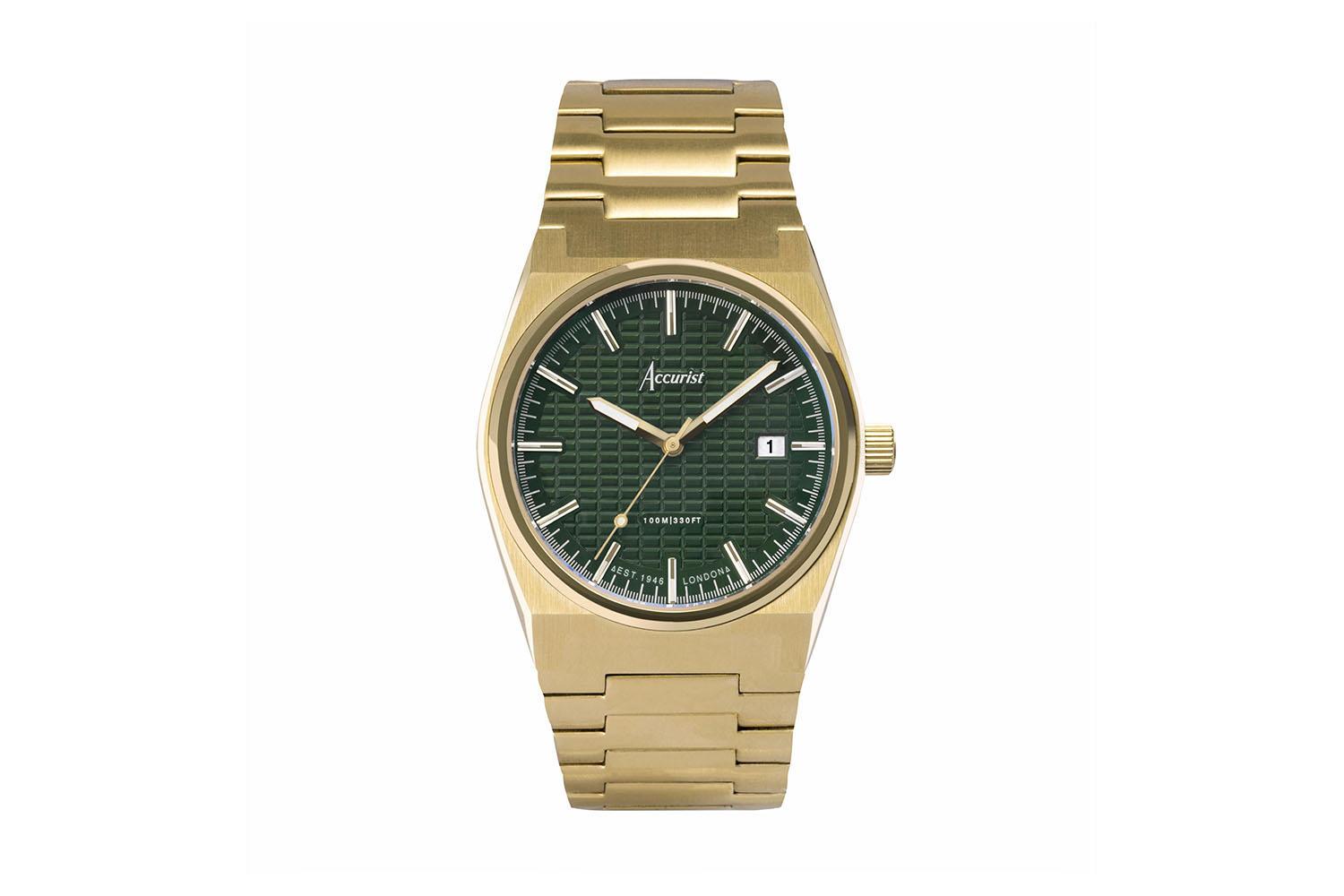 Accurist Origin Men's Watch | Gold Case & Stainless Steel Bracelet With Fir Green Dial | 41mm