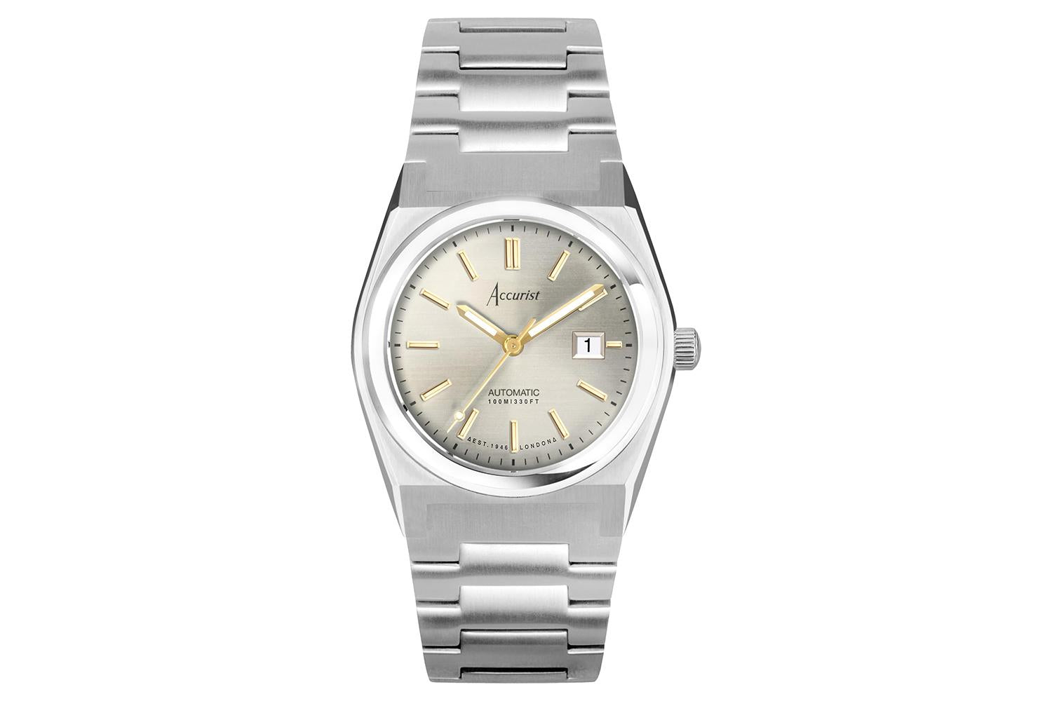 Accurist Origin Automatic Ladies Watch | Silver Stainless Steel Case & Bracelet With Champagne Dial | 34mm