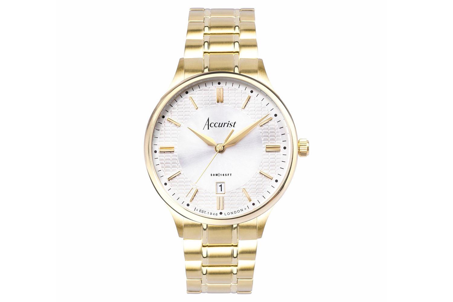 Accurist Classic Men's Watch | Gold Case & Stainless Steel Bracelet With Silver Dial | 37mm
