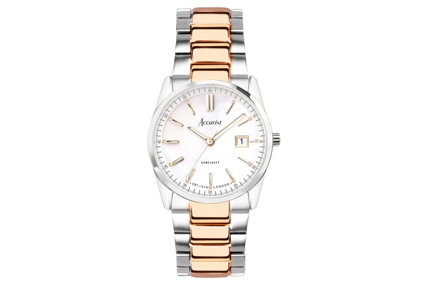 Accurist Everyday Ladies Watch | Silver Case & Two Tone Bracelet With White Dial | 30mm