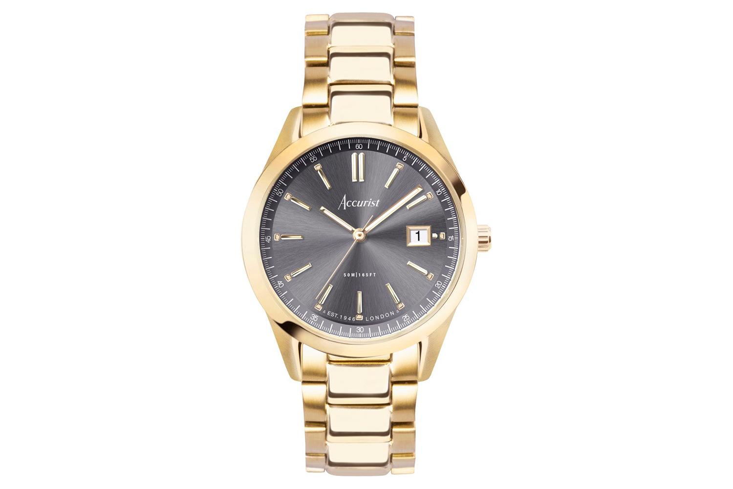 Accurist Everyday Unisex Watch | Gold Case & Stainless Steel Bracelet With Grey Dial | 36mm