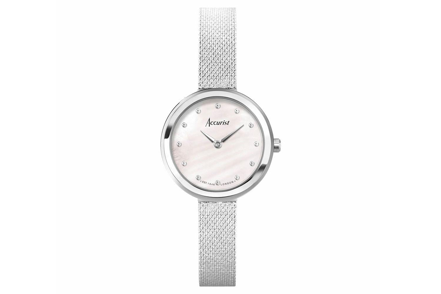 Accurist Jewellery Ladies Watch | Silver Case & Stainless Steel Bracelet With White Dial | 28mm