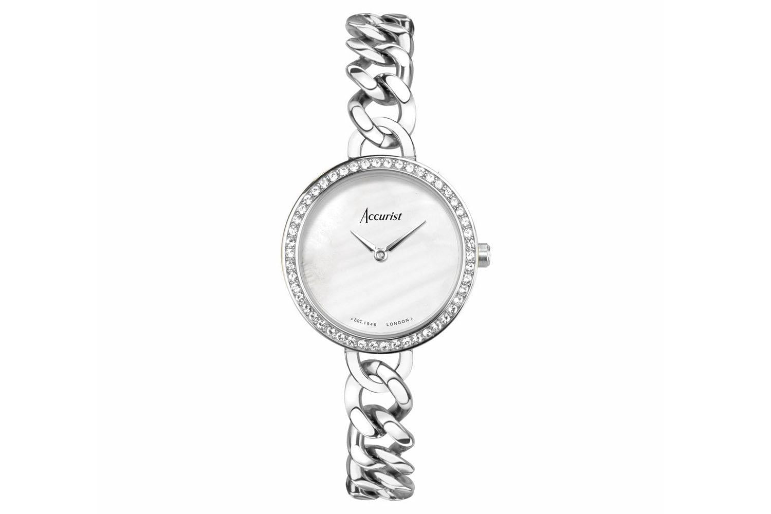 Accurist Jewellery Ladies Watch | Silver Case & Stainless Steel Bracelet With White Dial | 28mm