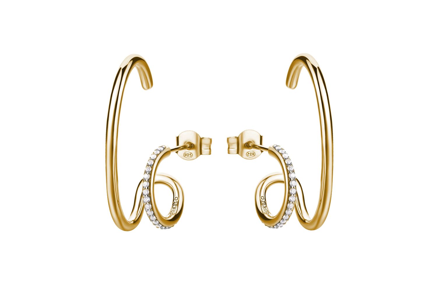 Rosato Bianca Yellow Gold Single Earring - Elegant Fashion Jewellery