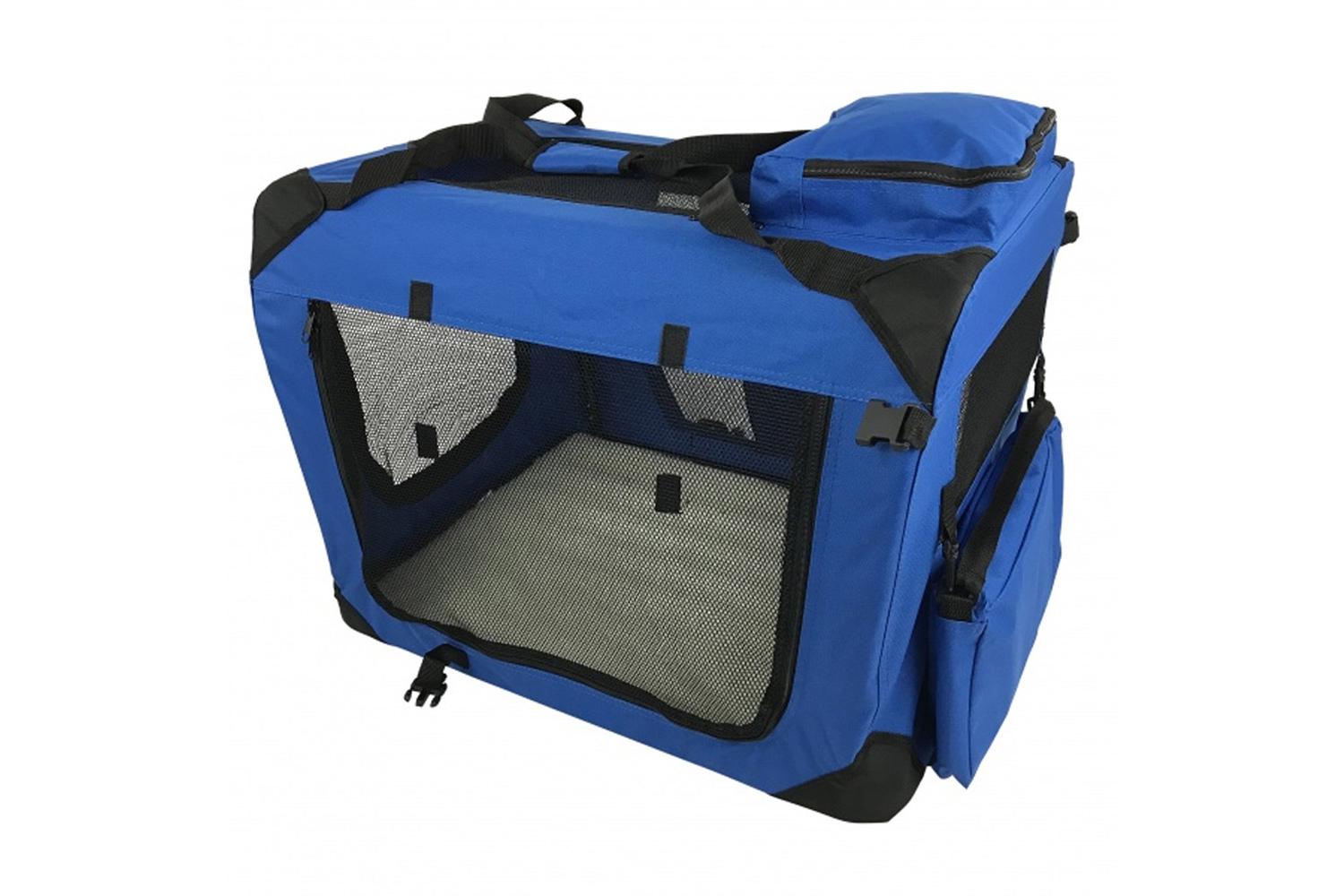 RayGar Folding Soft Crate Pet Carrier Bag | Blue | Large