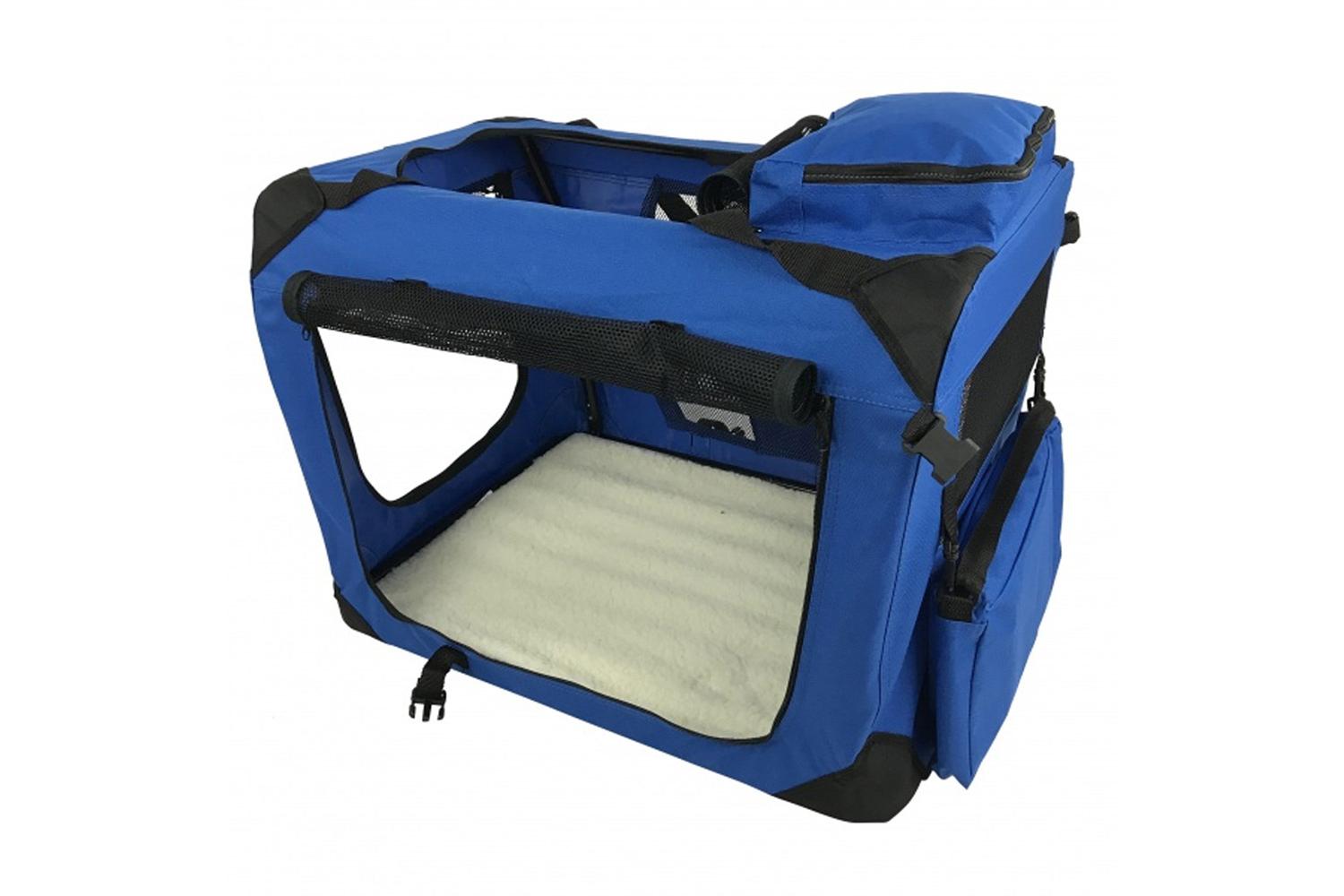 RayGar Folding Soft Crate Pet Carrier Bag | Blue | XL-2