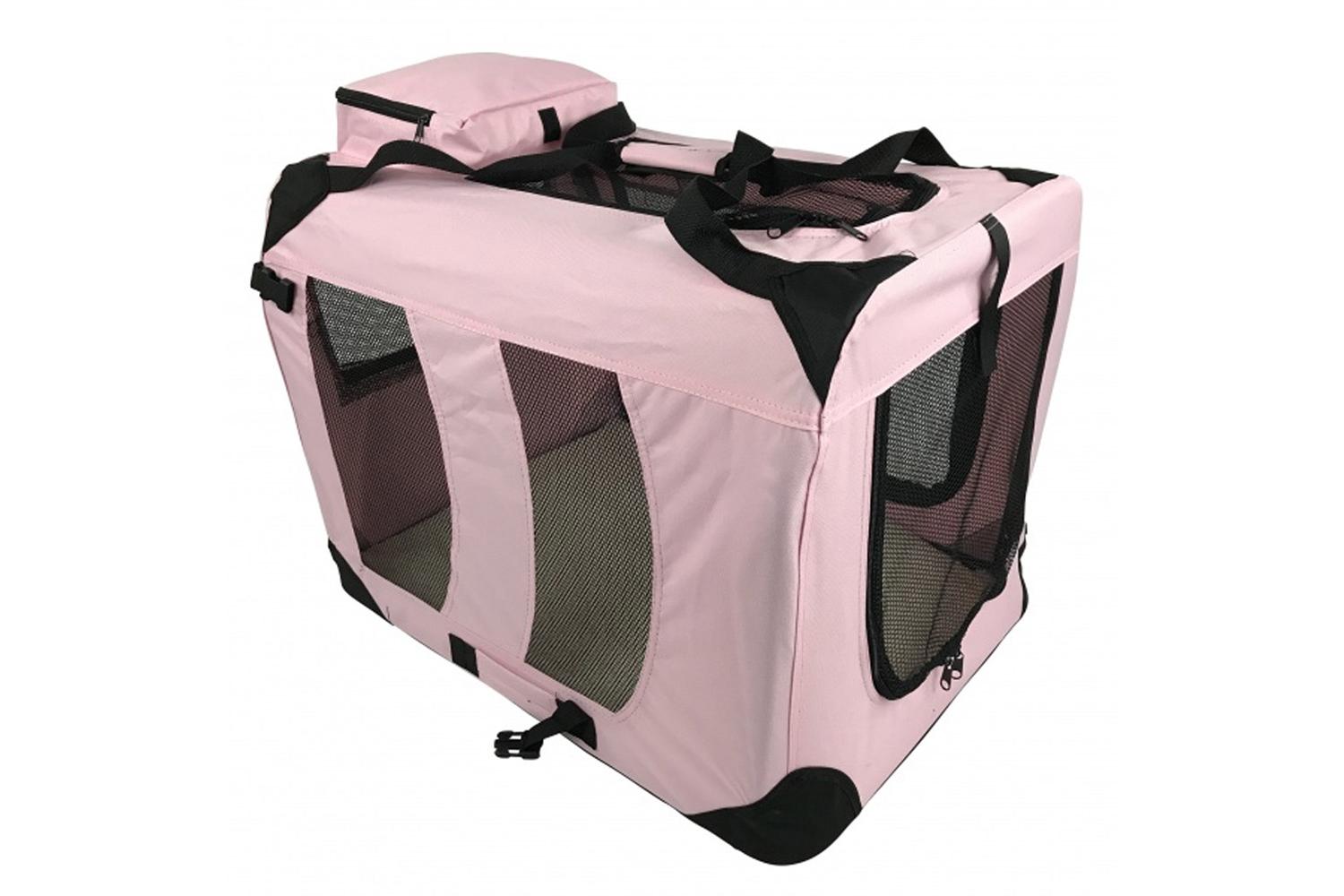 RayGar Folding Soft Crate Pet Carrier Bag | Pink | Large-4