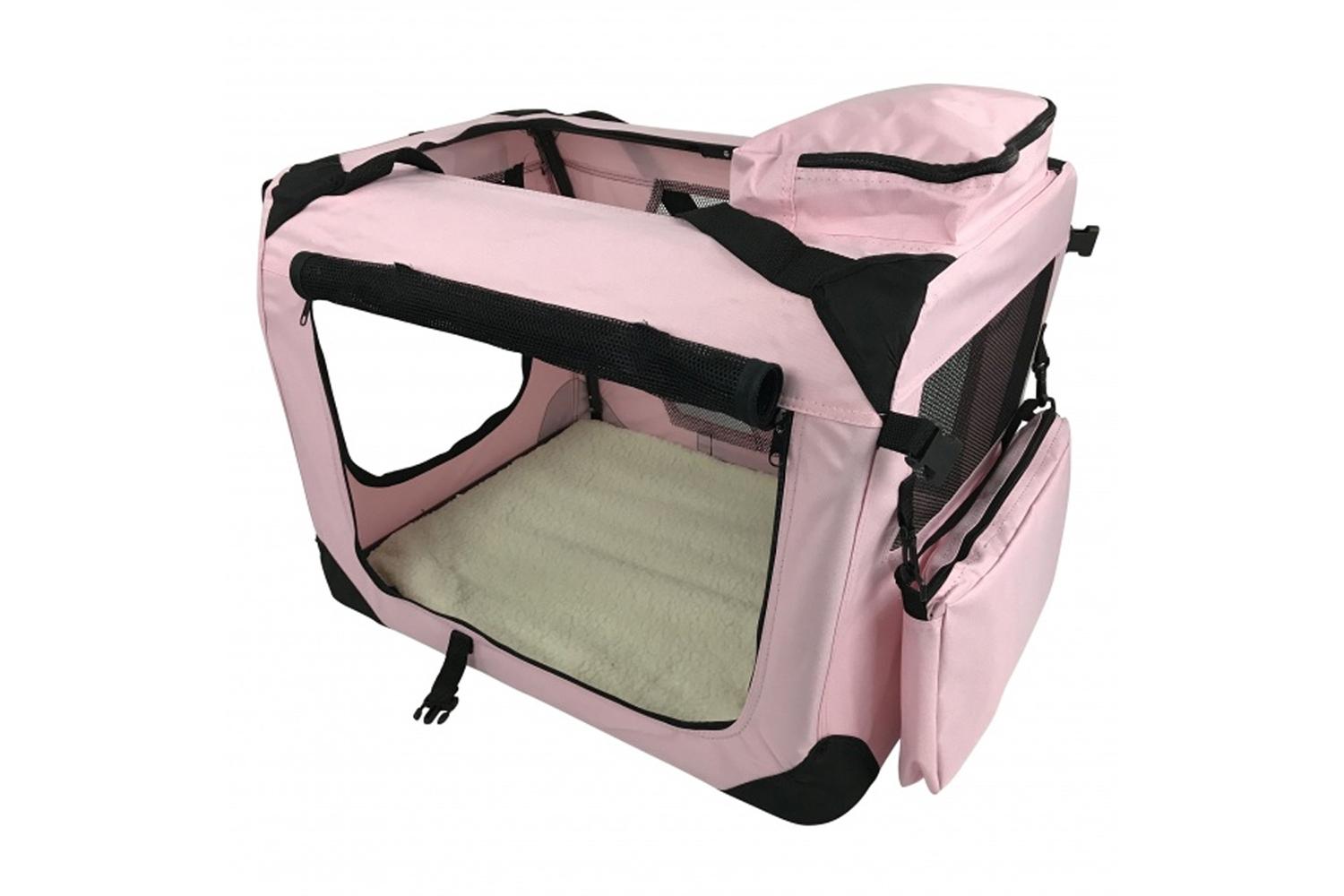 RayGar Folding Soft Crate Pet Carrier Bag | Pink | XL-2