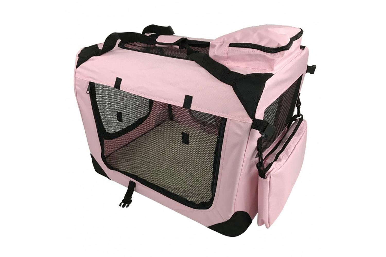 RayGar Folding Soft Crate Pet Carrier Bag | Pink | XXL