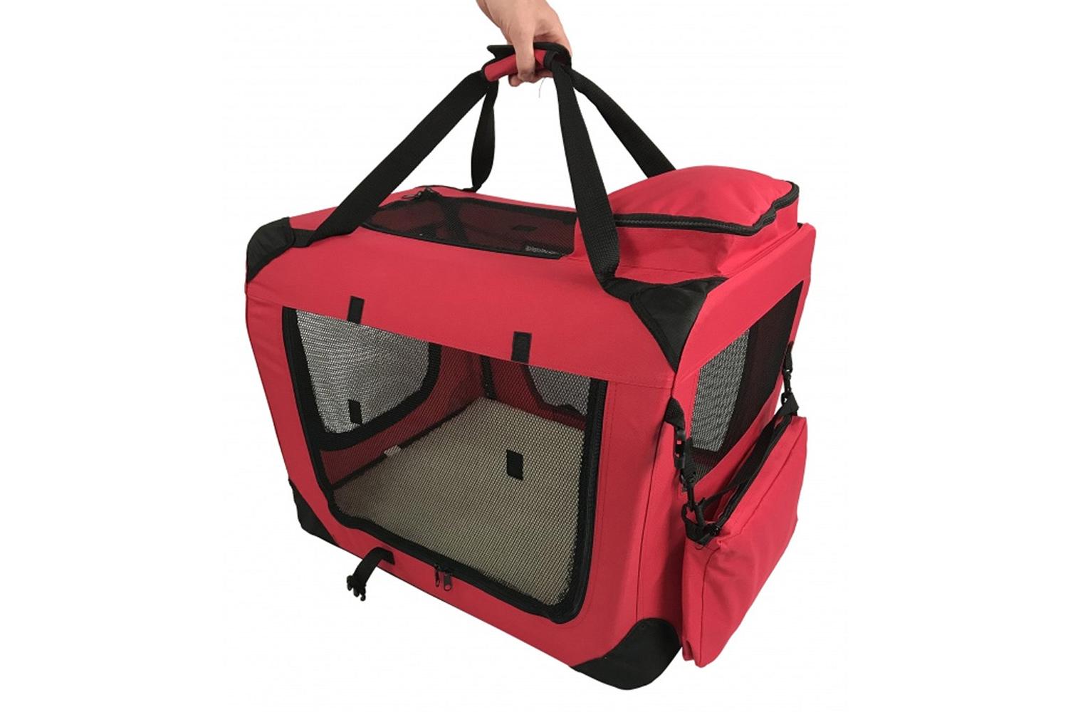 RayGar Folding Soft Crate Pet Carrier Bag | Red | Small-3
