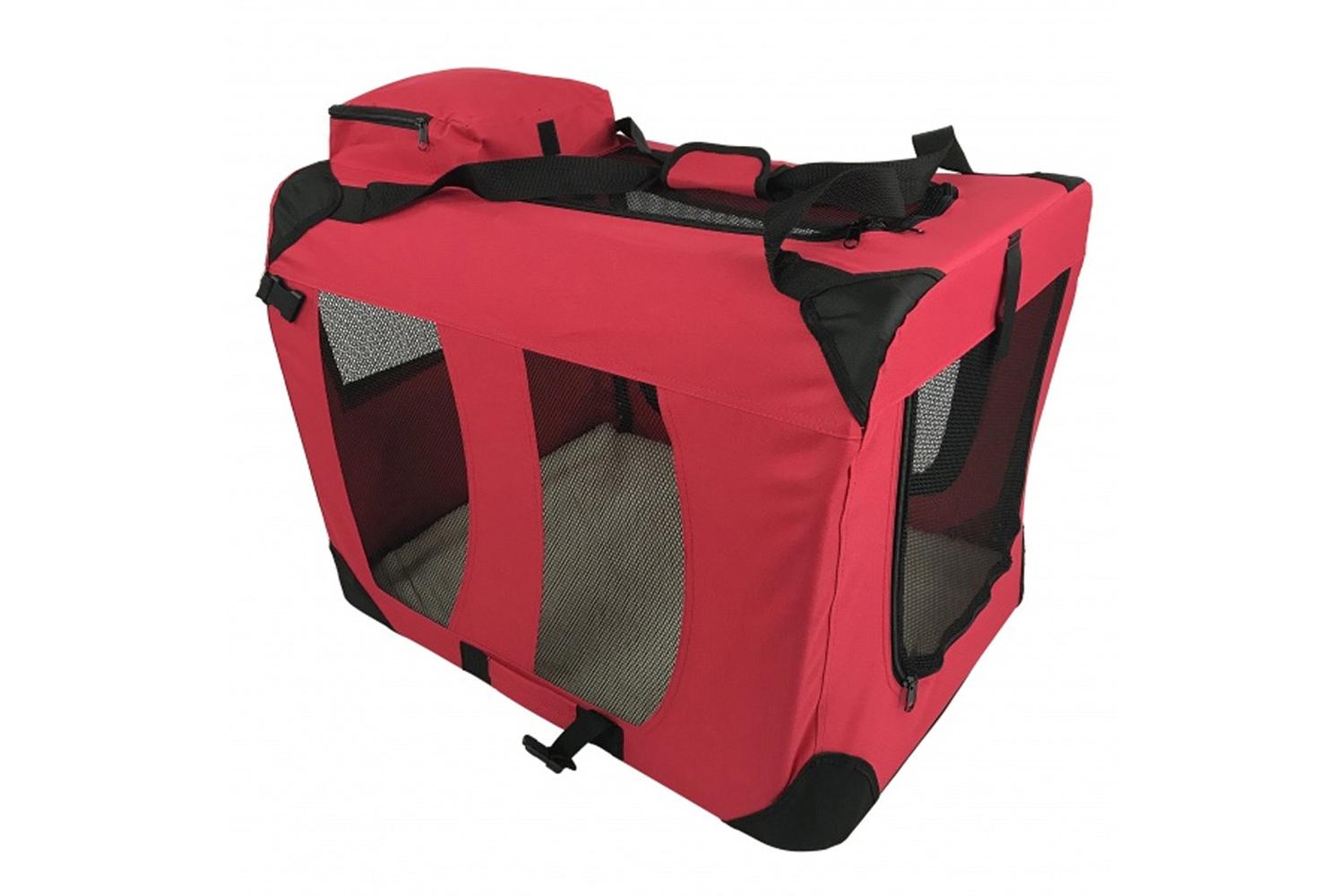 RayGar Folding Soft Crate Pet Carrier Bag | Red | Medium-4