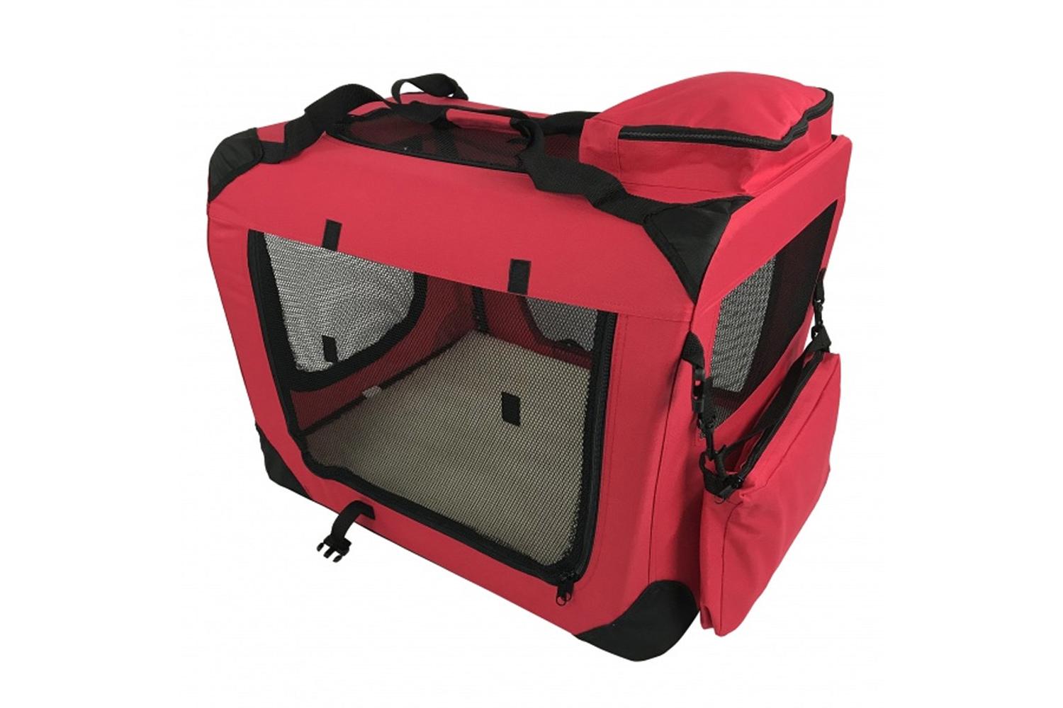 RayGar Folding Soft Crate Pet Carrier Bag | Red | Large