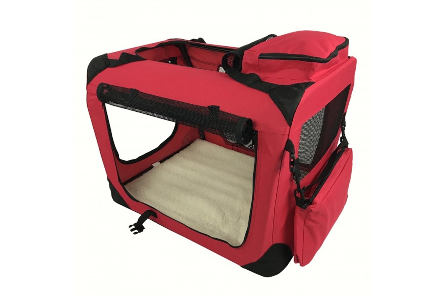 RayGar Folding Soft Crate Pet Carrier Bag | Red | XL-2