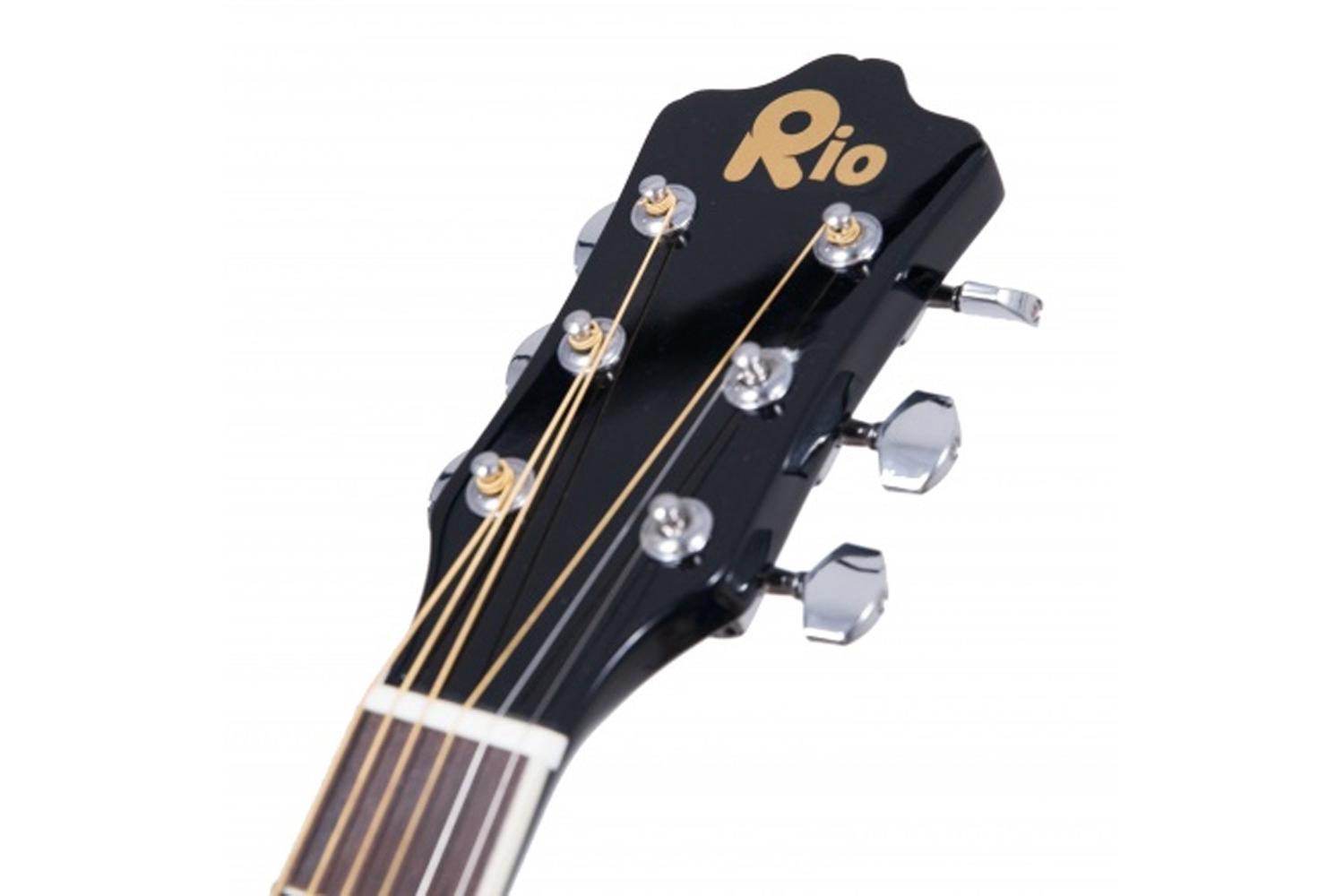 Rio 4/4 Size Acoustic Dreadnought Guitar | Black-4