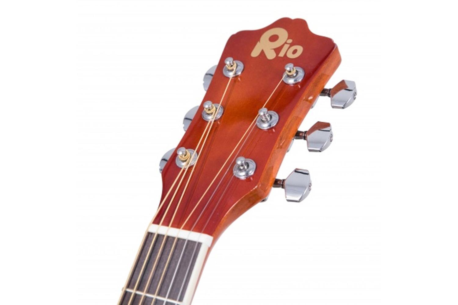 Rio 4/4 Size Acoustic Dreadnought Guitar | Natural-4