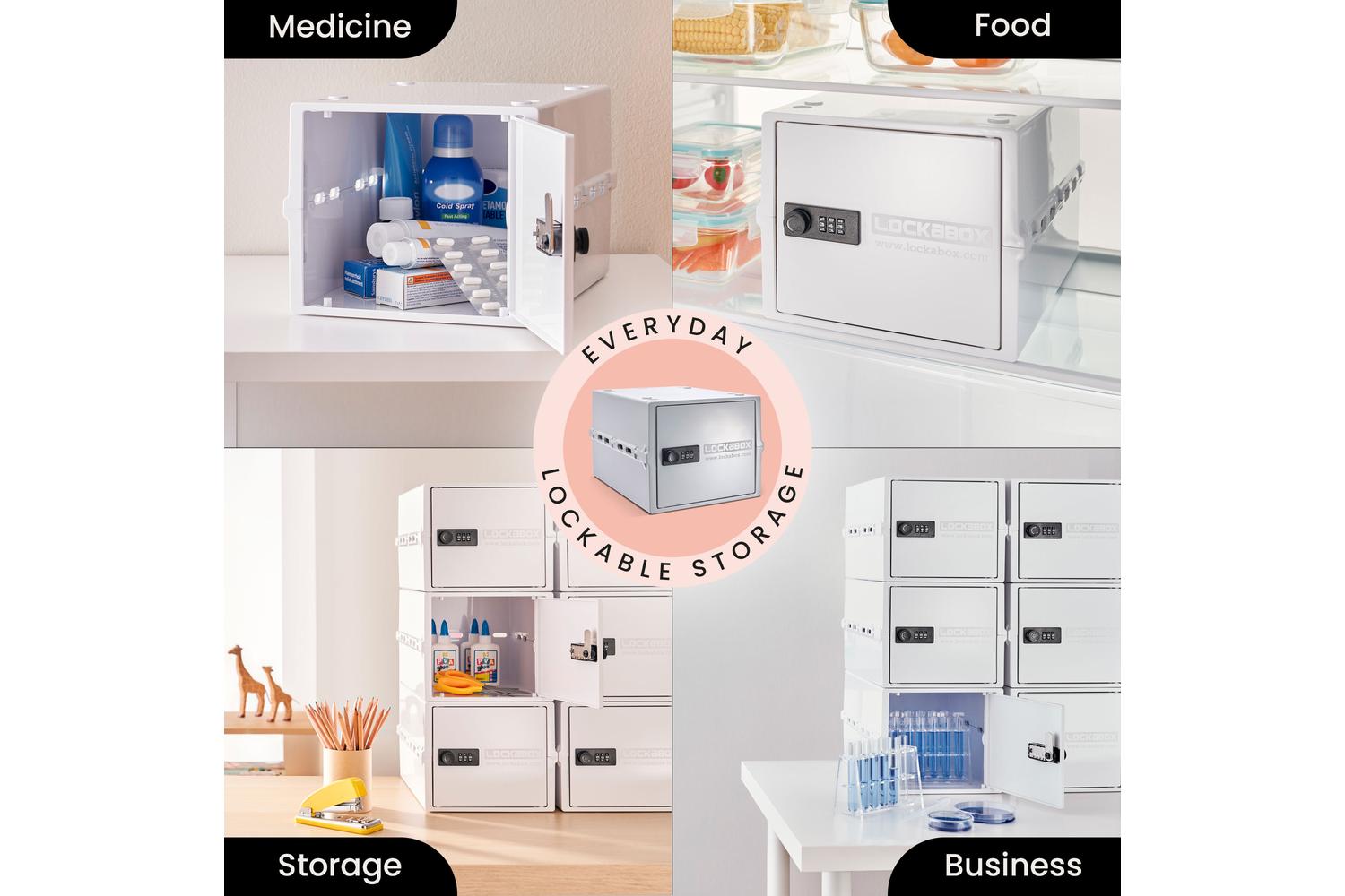 Lockabox Oneâ„¢ Opal White | Premium Lockable Storage Box | 10 Litre Combination Lock Box For Food, Medicine & Home Safety-2