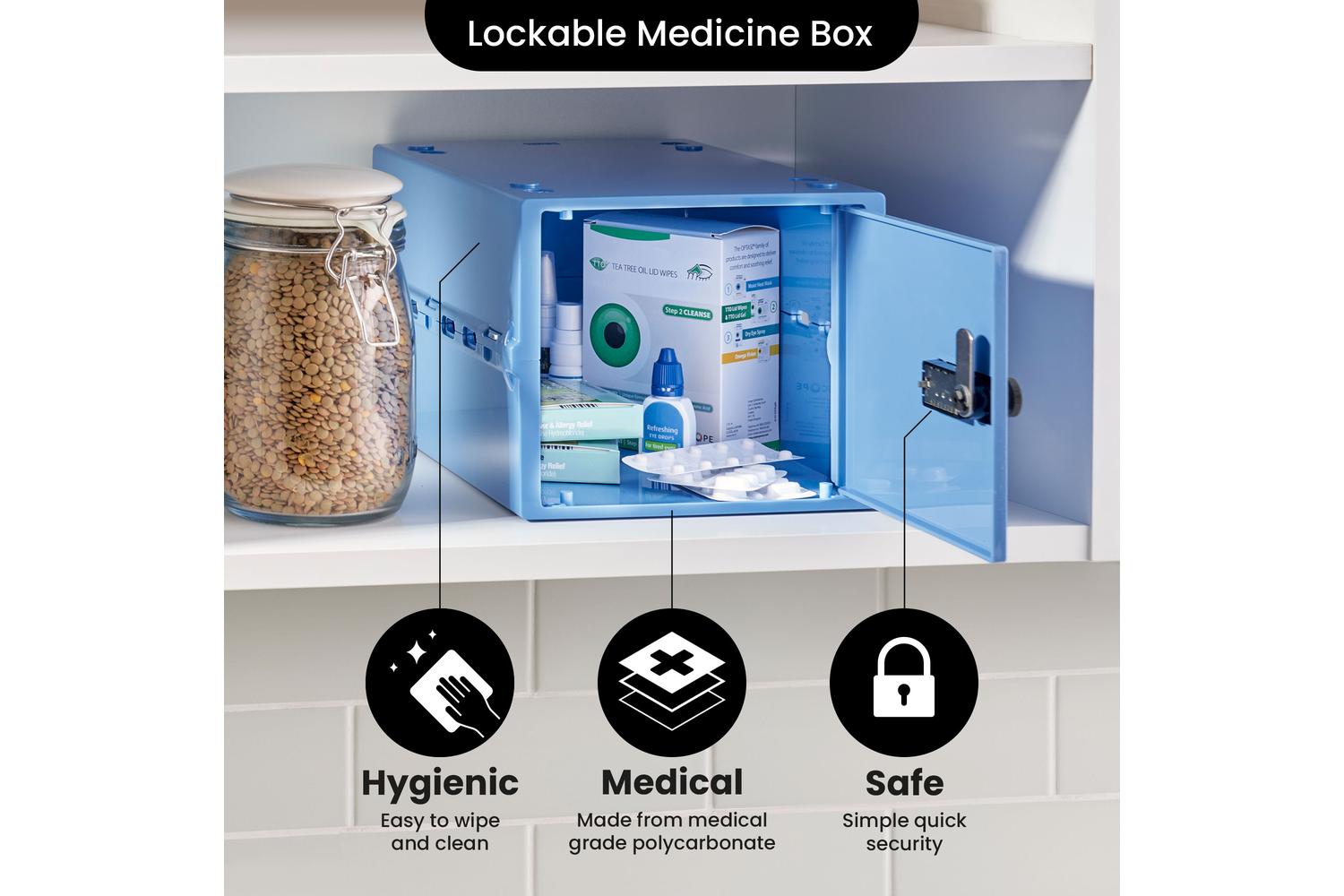Lockabox Oneâ„¢ Medi Blue | Premium Lockable Medicine Box | 10 Litre Lightweight & Hygienic Medicine Lock Box-5