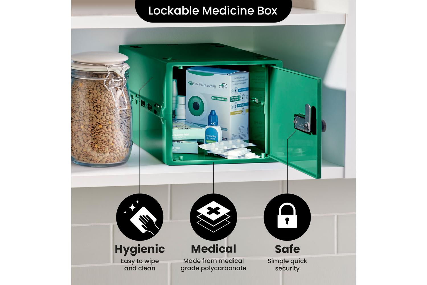 Lockabox Oneâ„¢ Medi Green | Premium Lockable Medicine Box | 10 Litre Lightweight & Hygienic Medicine Lock Box-5