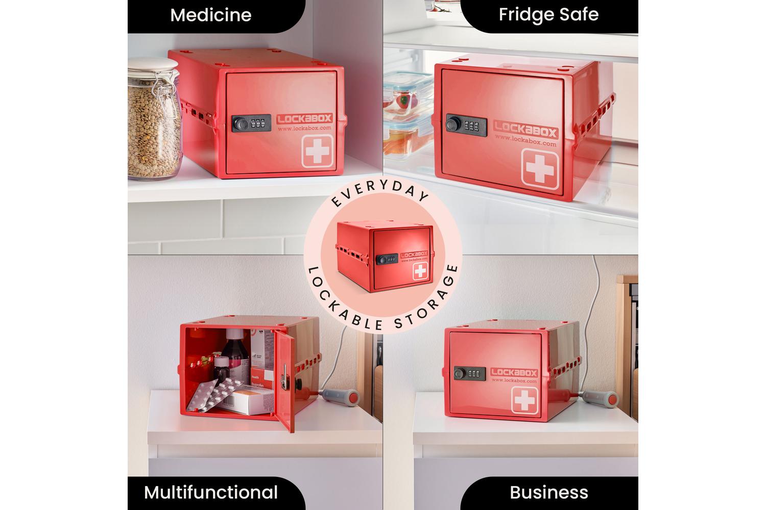 Lockabox Oneâ„¢ Medi Red | Premium Lockable Medicine Box | 10 Litre Lightweight & Hygienic Medicine Lock Box-2