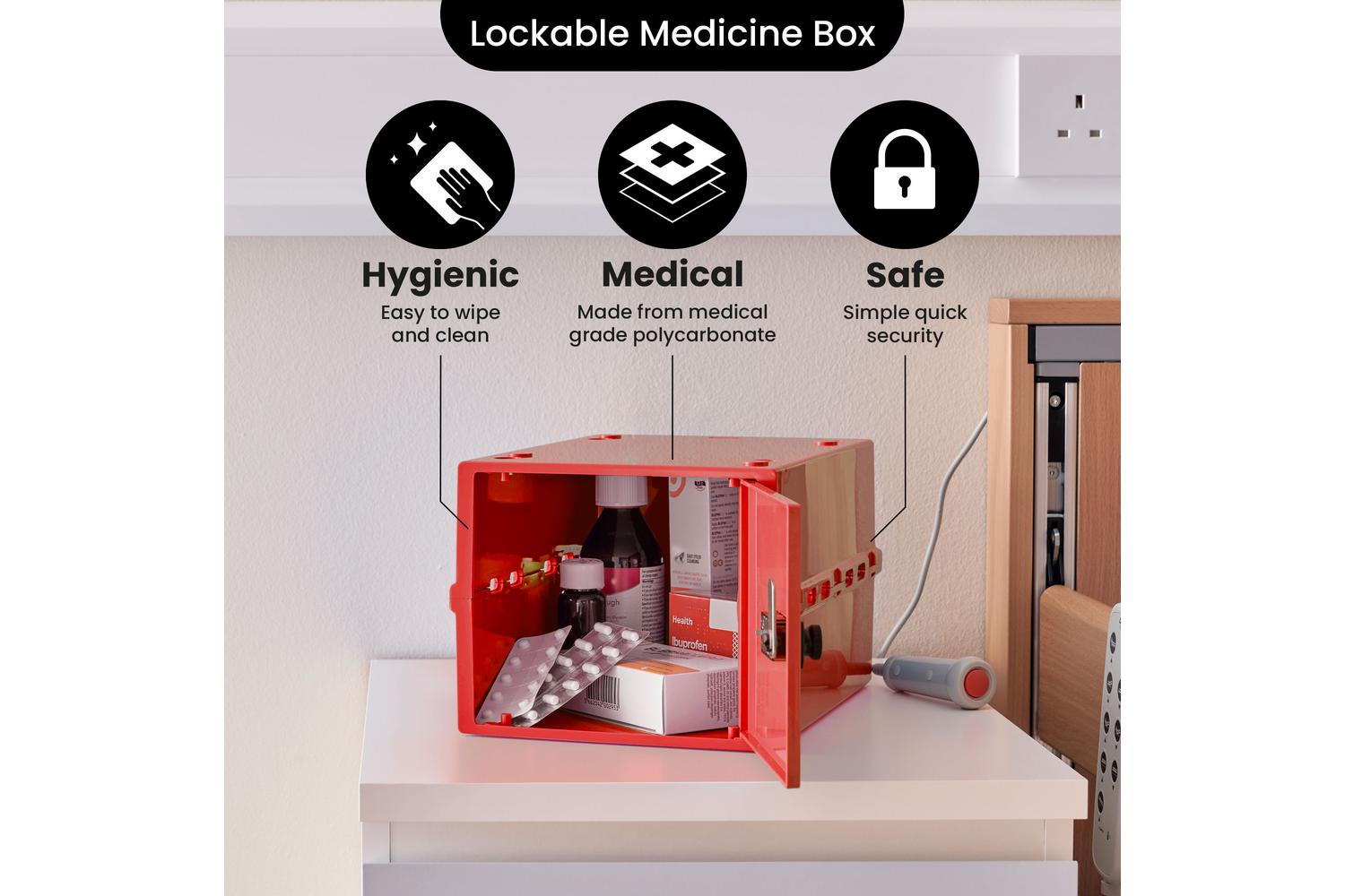 Lockabox Oneâ„¢ Medi Red | Premium Lockable Medicine Box | 10 Litre Lightweight & Hygienic Medicine Lock Box-5