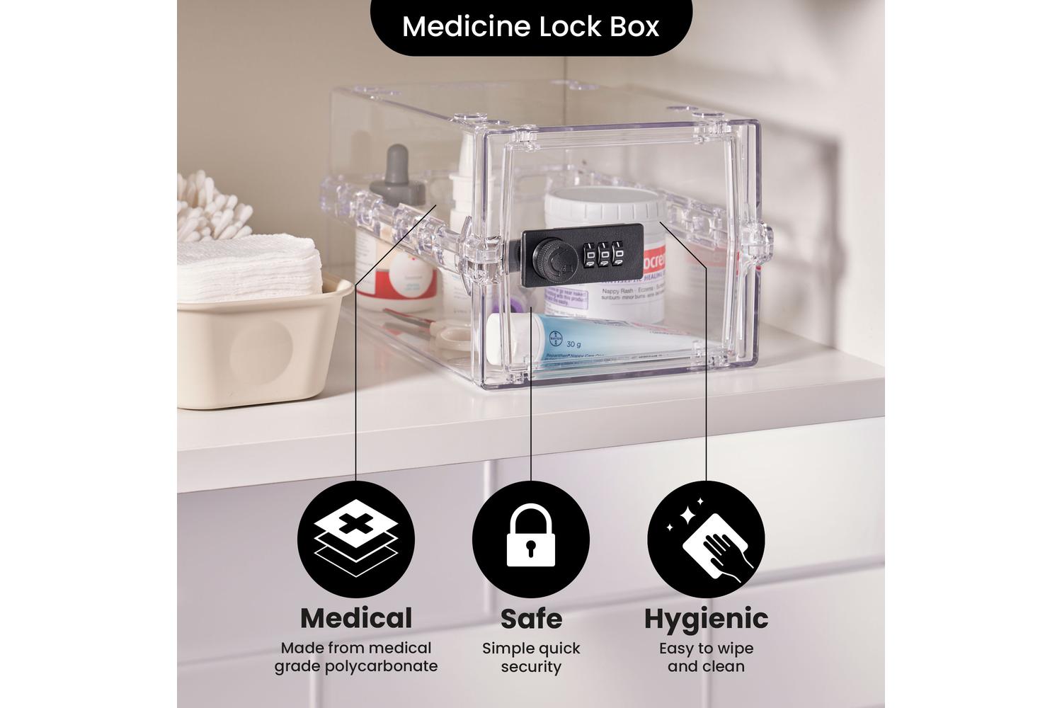 Lockabox Miniâ„¢ Crystal | Small Lockable Storage Box | 3 Litre Combination Lock Box For Food, Medicine & Home Safety-2