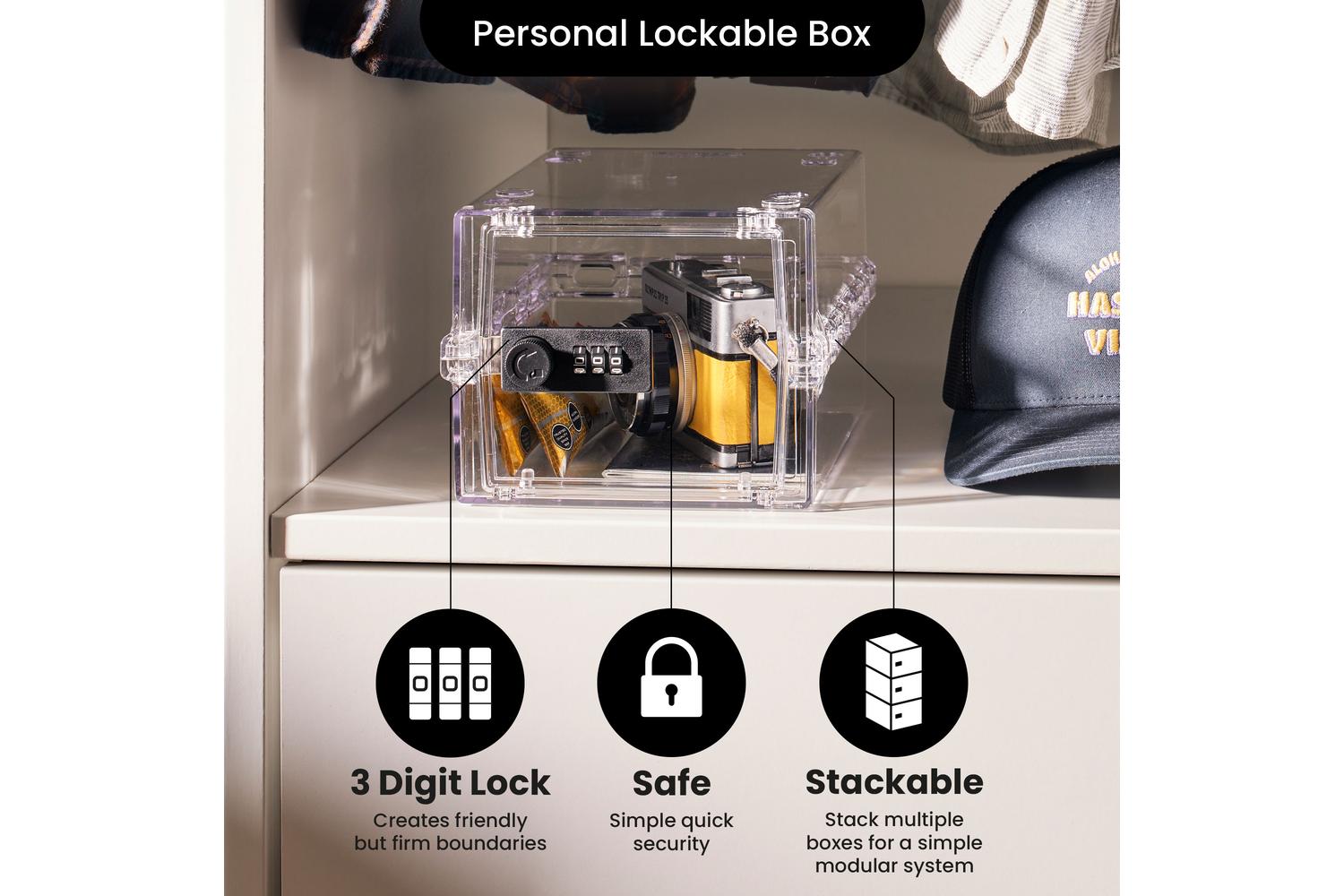 Lockabox Miniâ„¢ Crystal | Small Lockable Storage Box | 3 Litre Combination Lock Box For Food, Medicine & Home Safety-7
