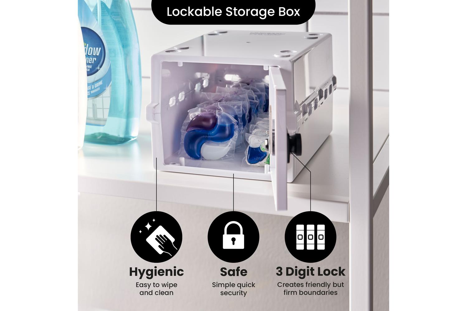 Lockabox Miniâ„¢ Opal White | Small Lockable Storage Box | 3 Litre Combination Lock Box For Food, Medicine & Home Safety-2
