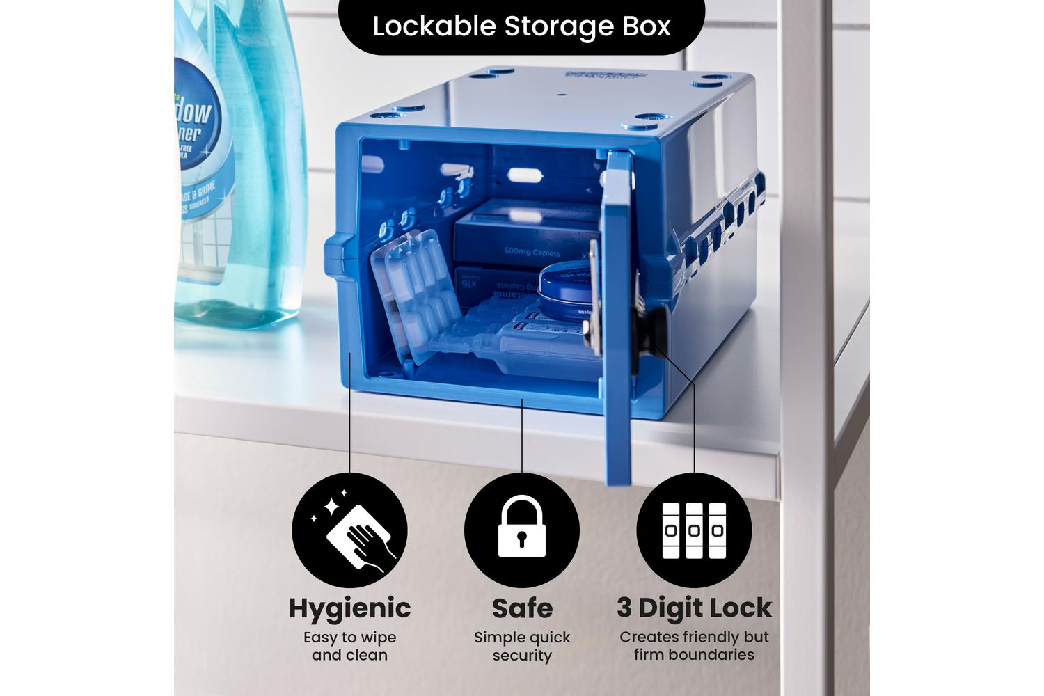 Lockabox Miniâ„¢ Medi Blue | Small Lockable Medicine Box | 3 Litre Lightweight & Hygienic Combination Lock Box-2