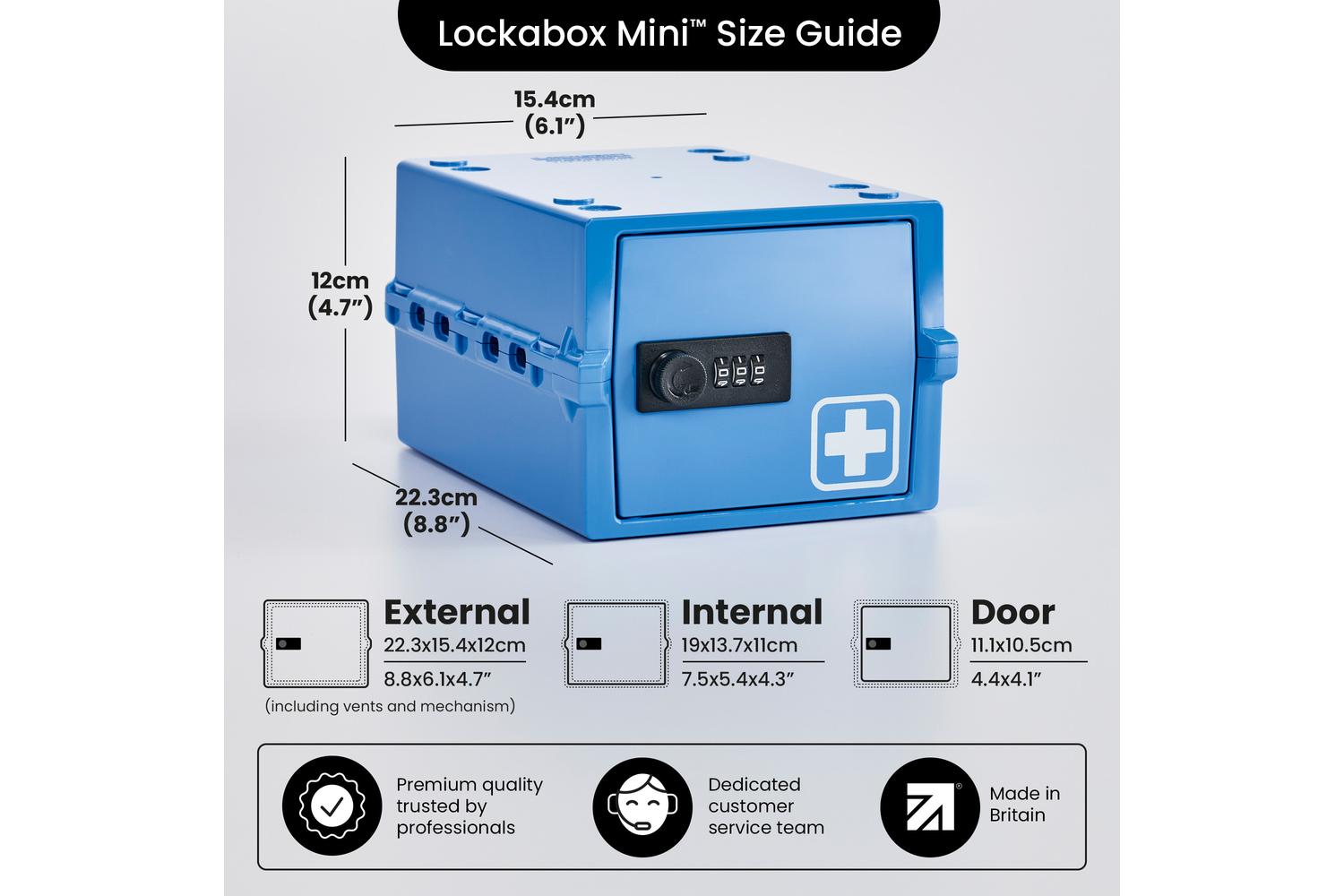 Lockabox Miniâ„¢ Medi Blue | Small Lockable Medicine Box | 3 Litre Lightweight & Hygienic Combination Lock Box-3