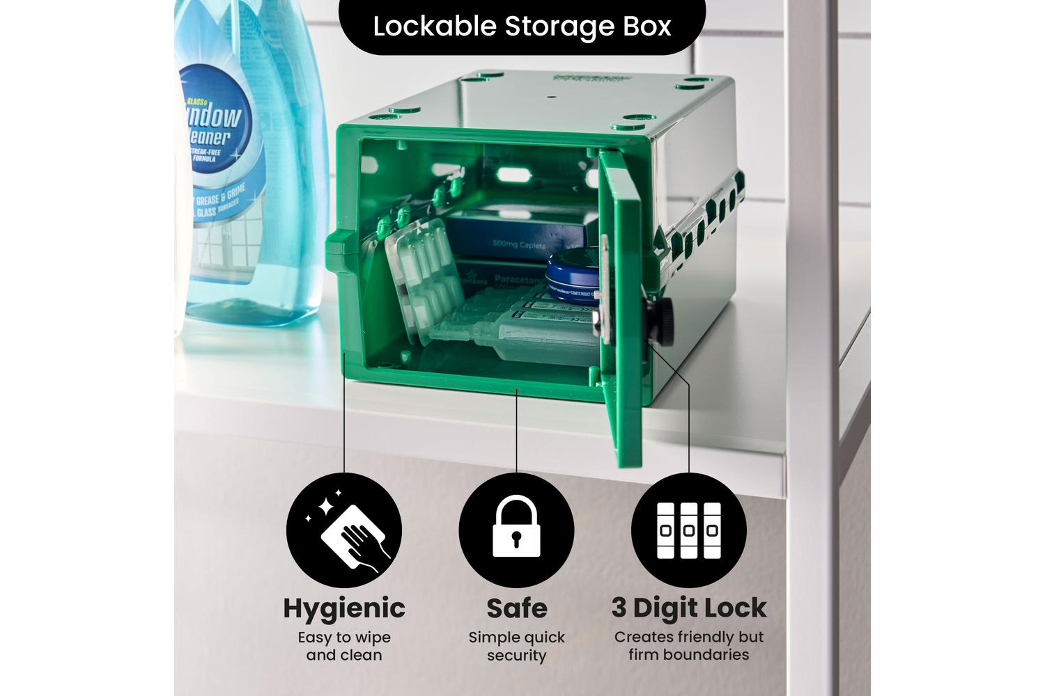 Lockabox Miniâ„¢ Medi Green | Small Lockable Medicine Box | 3 Litre Lightweight & Hygienic Combination Lock Box-2