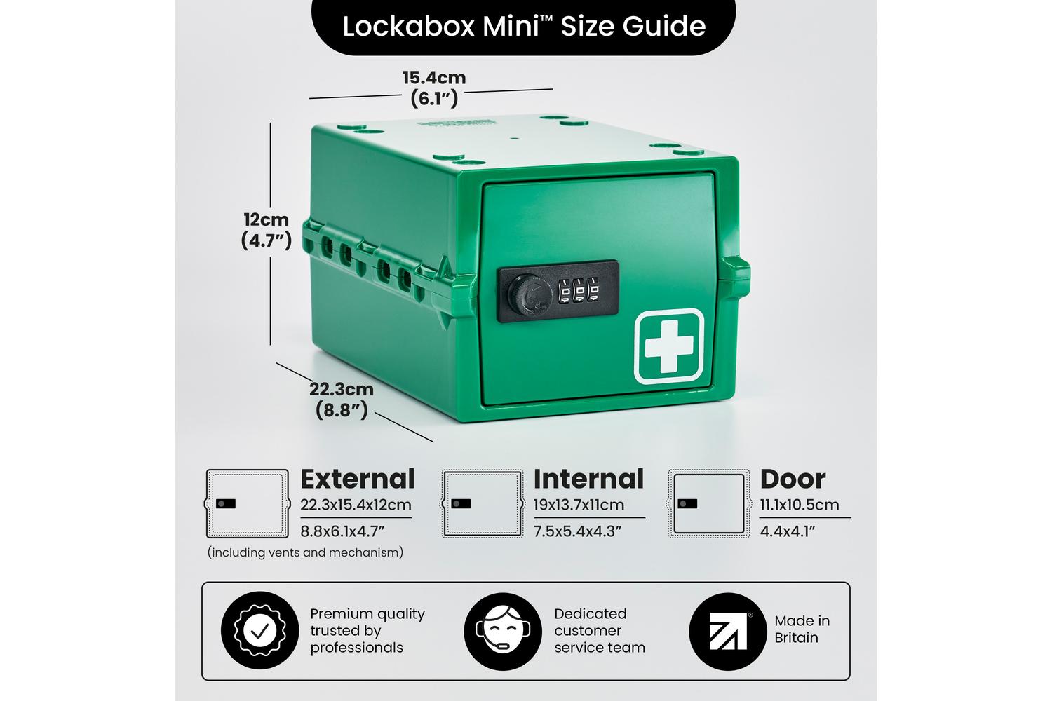 Lockabox Miniâ„¢ Medi Green | Small Lockable Medicine Box | 3 Litre Lightweight & Hygienic Combination Lock Box-3