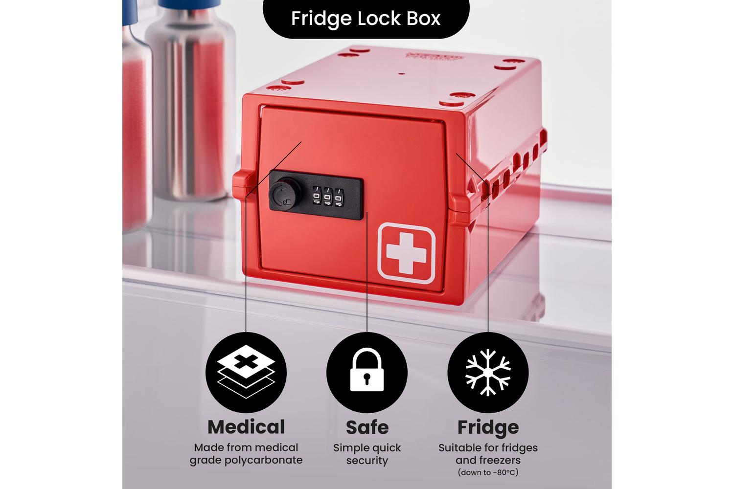 Lockabox Miniâ„¢ Medi Red | Small Lockable Medicine Box | 3 Litre Lightweight & Hygienic Combination Lock Box-7