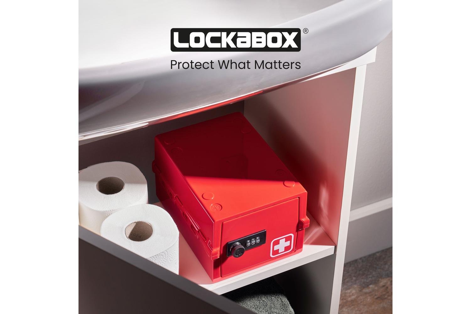 Lockabox Miniâ„¢ Medi Red | Small Lockable Medicine Box | 3 Litre Lightweight & Hygienic Combination Lock Box-8