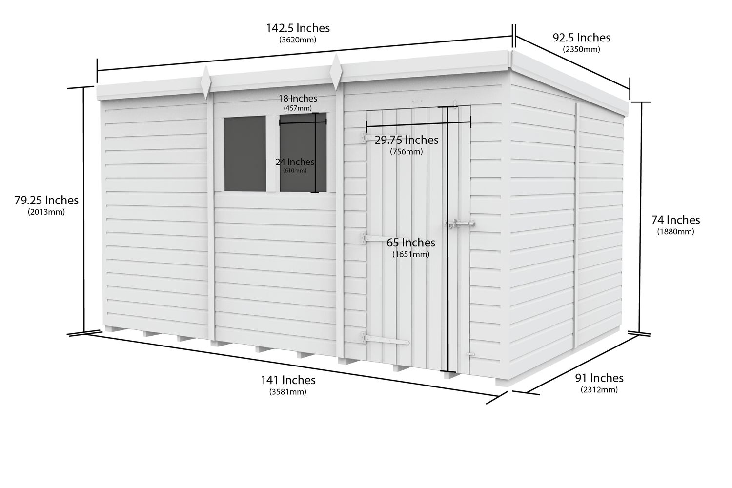 12 X 8 Pent Shed-3