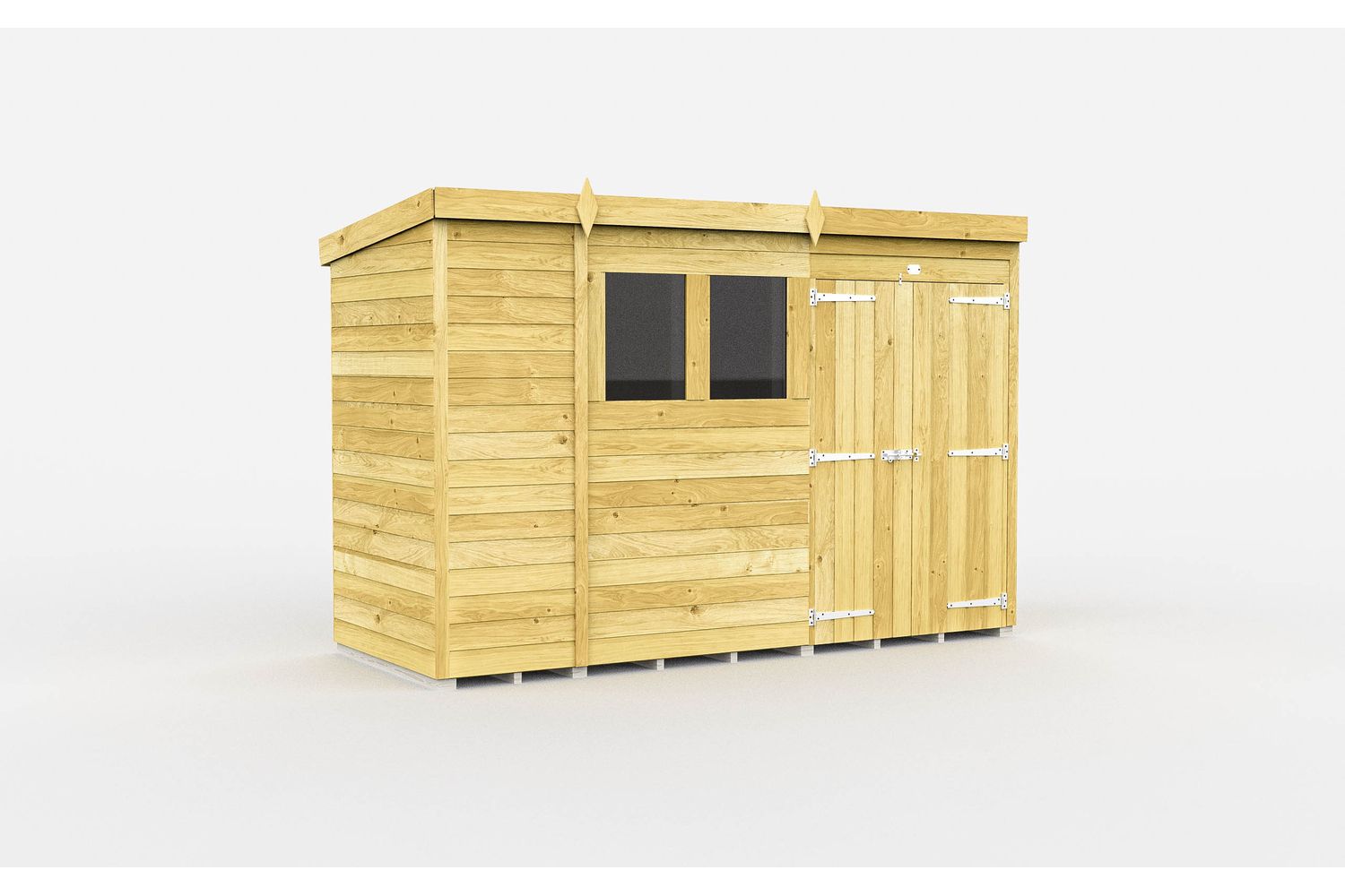 11 X 4 Pent Shed Double Door