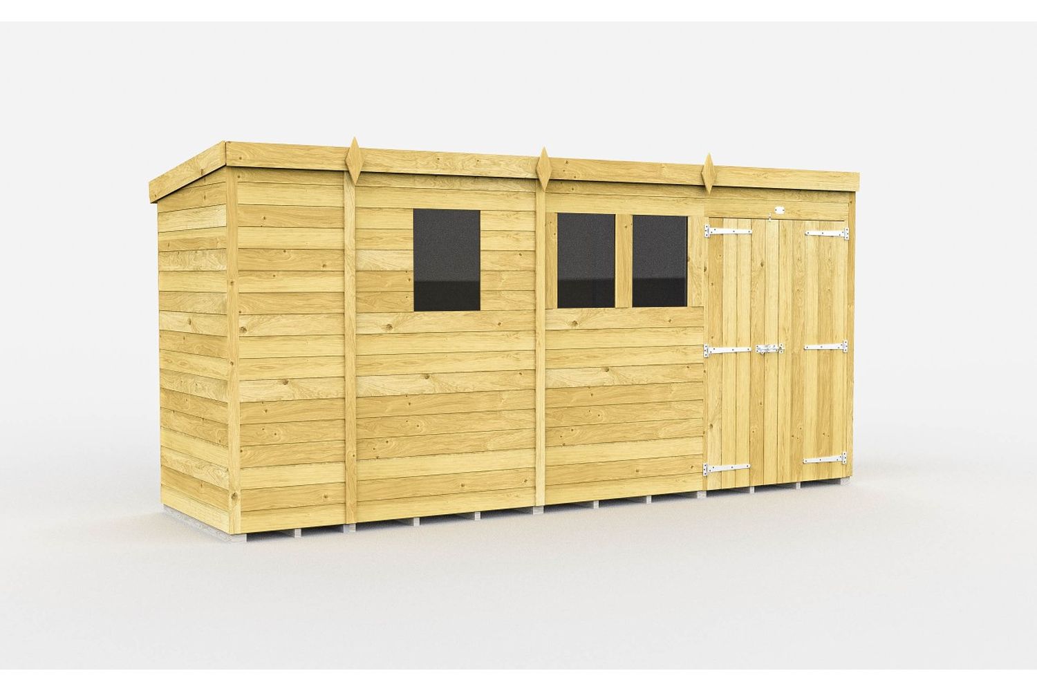 13 X 4 Pent Shed Double Door