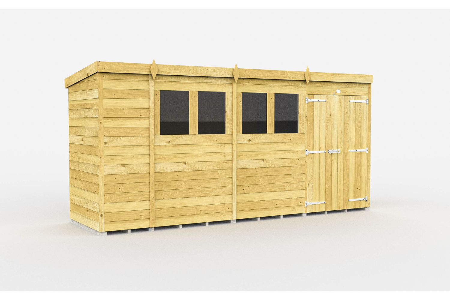 15 X 4 Pent Shed Double Door
