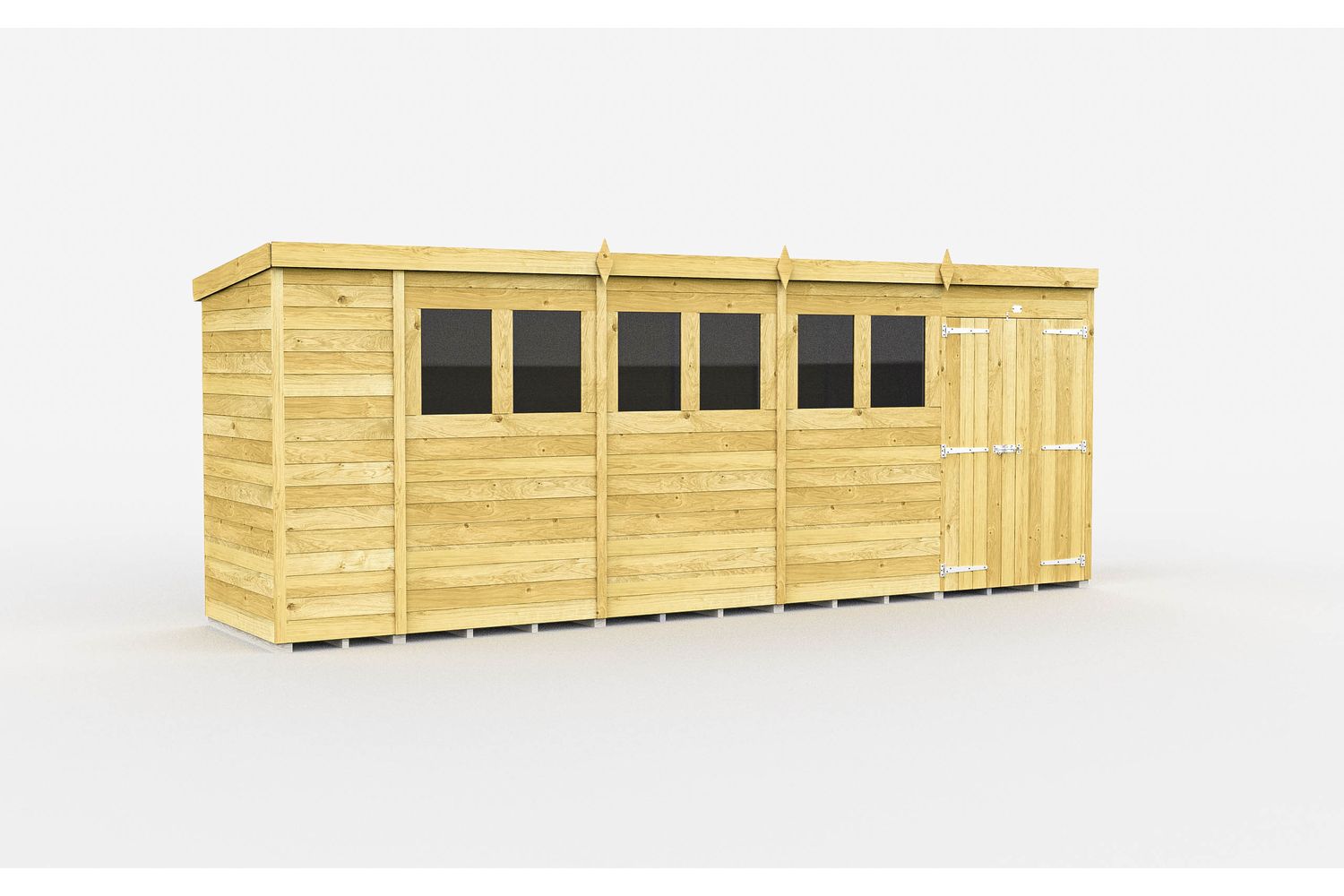 19 X 4 Pent Shed Double Door