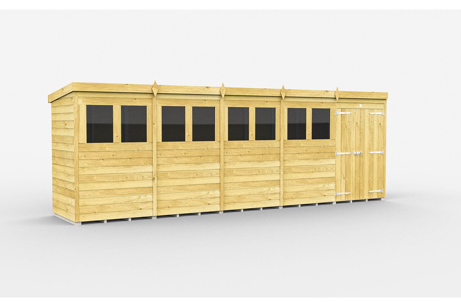 20 X 4 Pent Shed Double Door