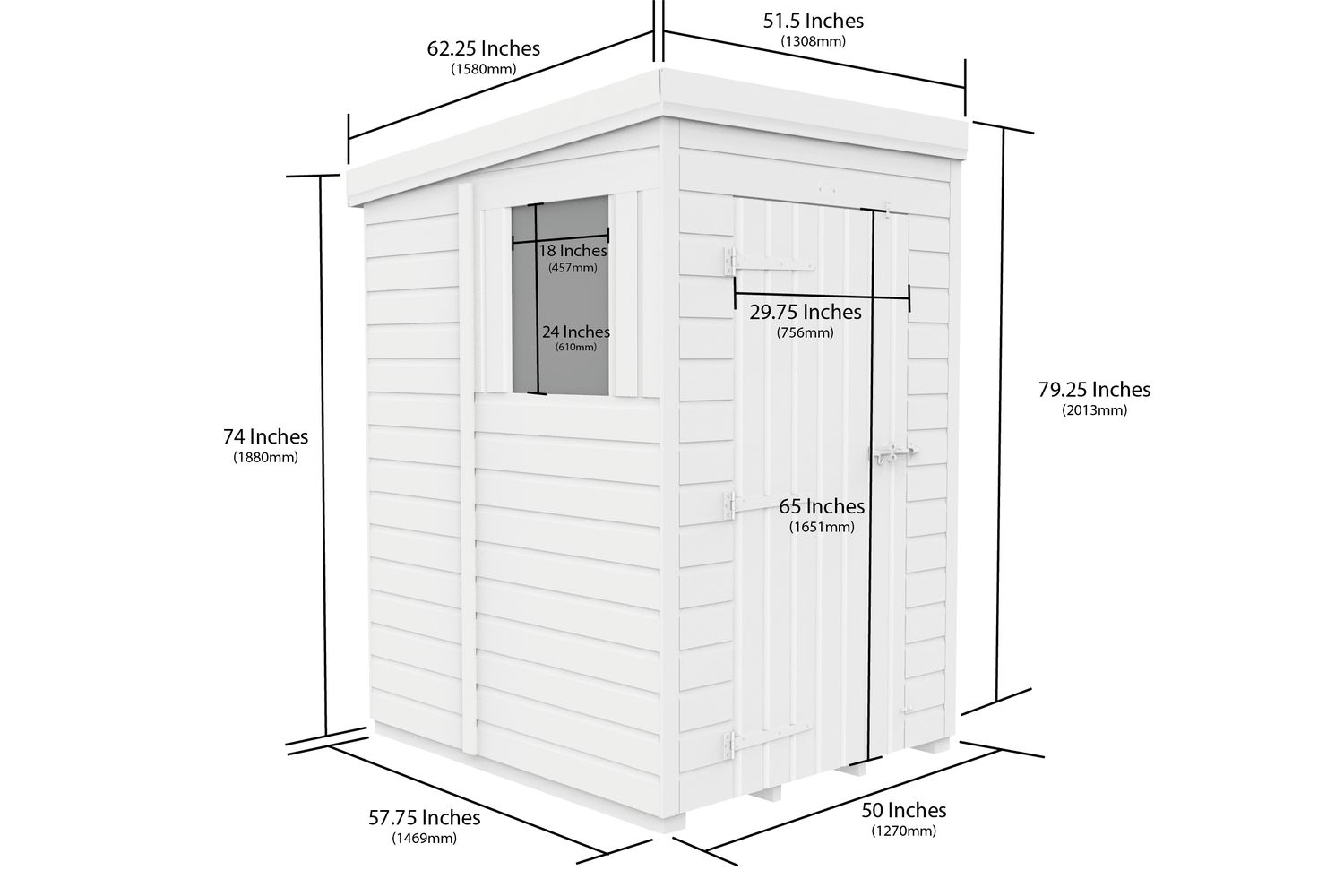 4 X 5 Pent Shed Double Door-3