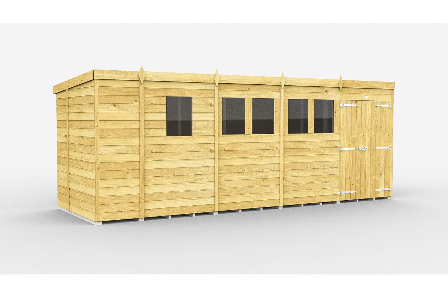 17 X 5 Pent Shed Double Door