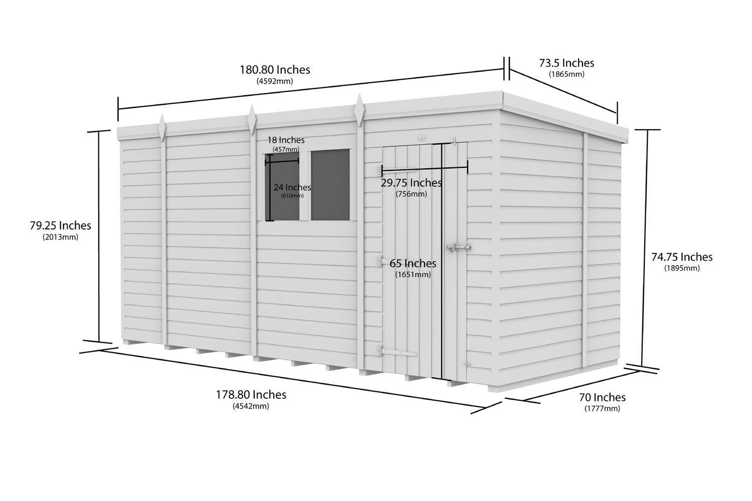 15 X 6 Pent Shed Double Door-3