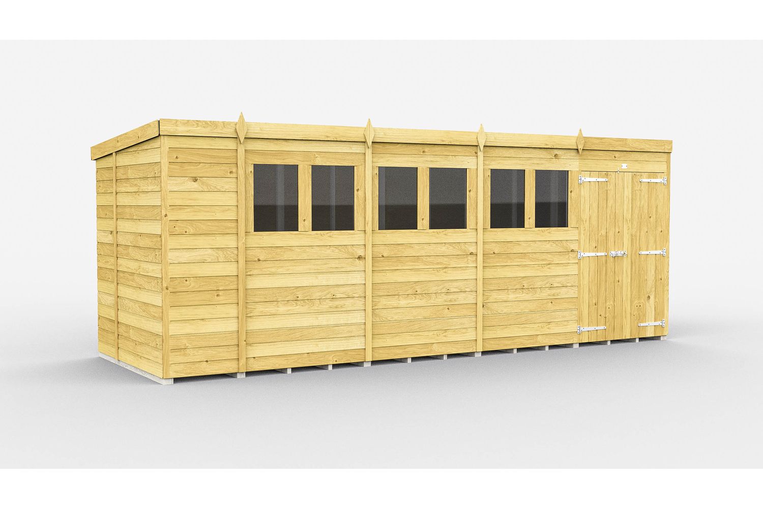 18 X 6 Pent Shed Double Door