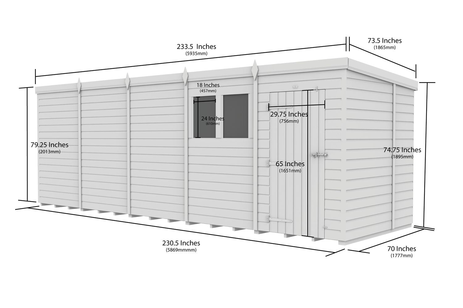 20 X 6 Pent Shed Double Door-3