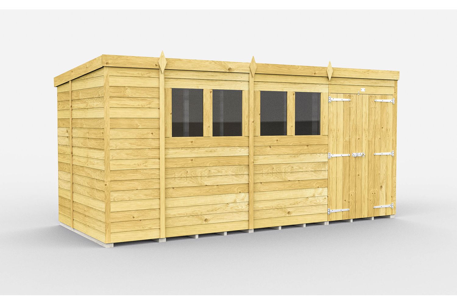 14 X 7 Pent Shed Double Door