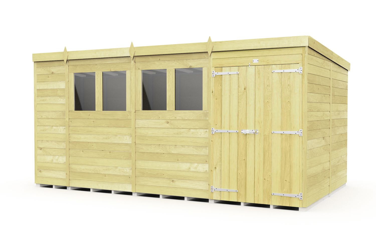 14 X 8 Pent Shed Double Door
