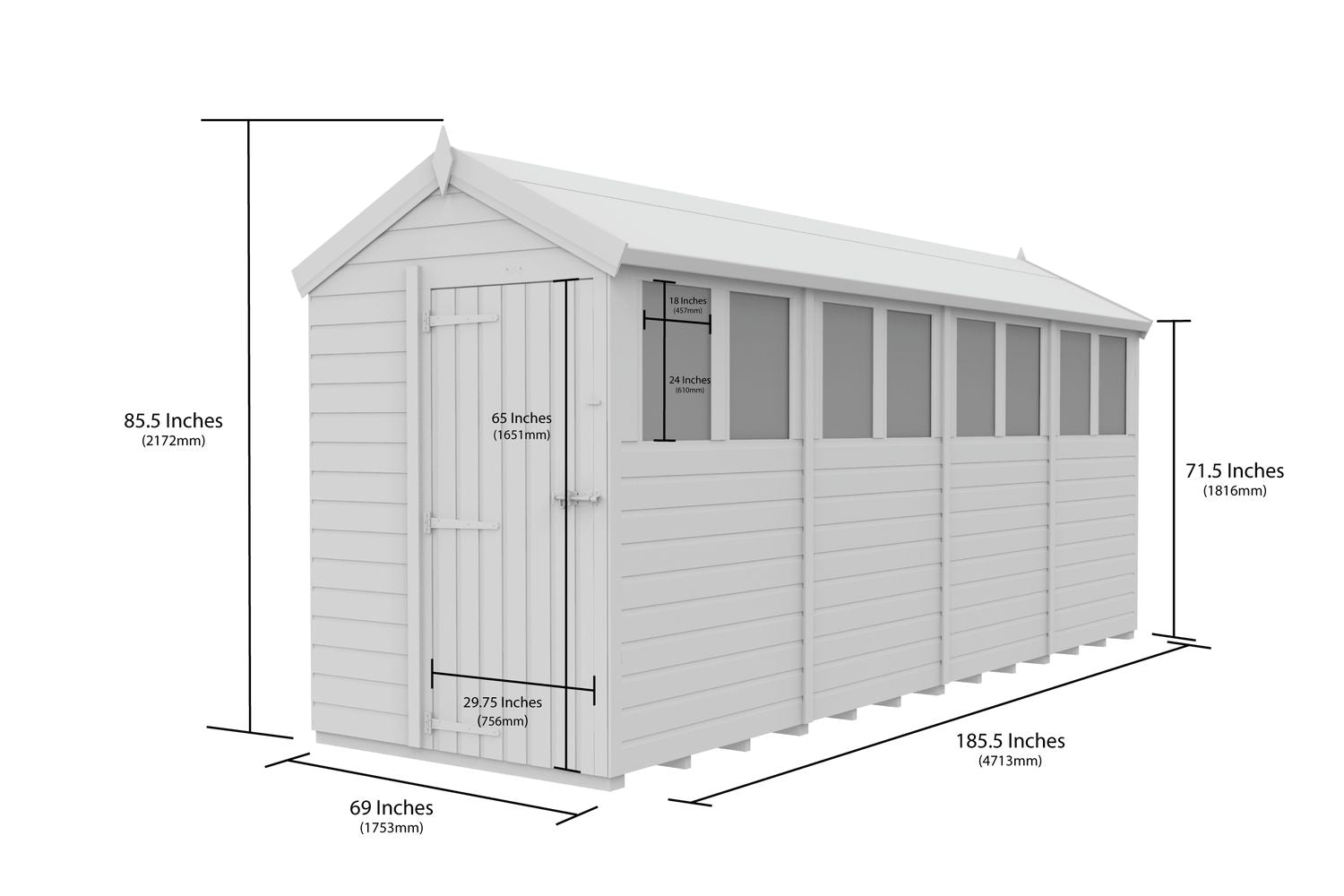 5 X 16 Apex Security Shed-2