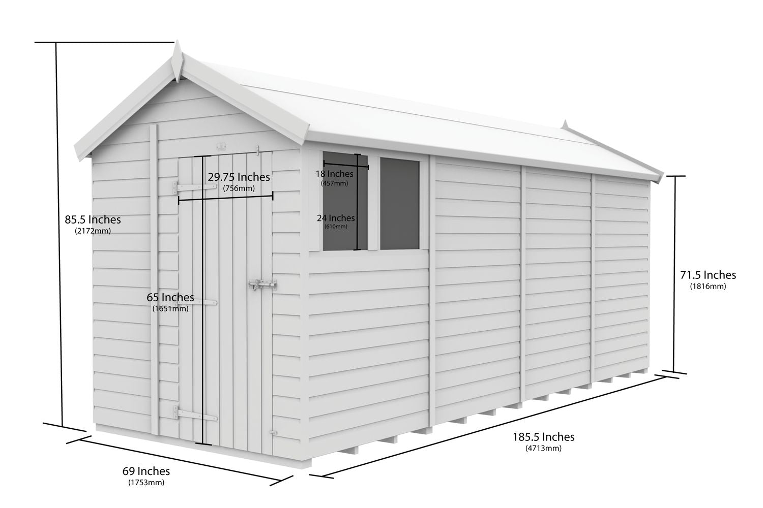 6 X 16 Apex Security Shed Double Door-2